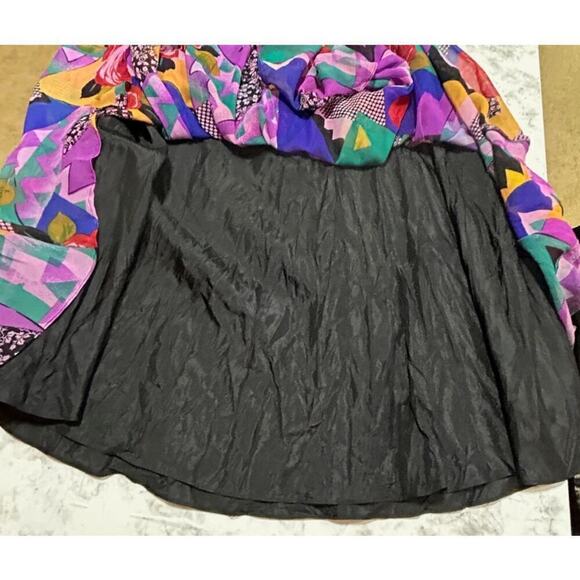 VTG Rickie Freeman For Terijon Skirt 4 100% Silk Lined Floral Retro Flowy Girly - Picture 5 of 10